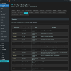 Page screenshot: Developer Debug Tools &rarr; Globals