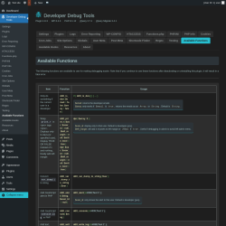 Page screenshot: Developer Debug Tools &rarr; Available Functions