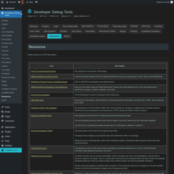 Page screenshot: Developer Debug Tools &rarr; Resources