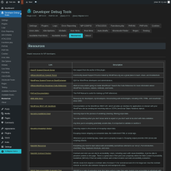 Page screenshot: Developer Debug Tools &rarr; Resources
