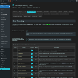 Page screenshot: Developer Debug Tools &rarr; Error Reporting