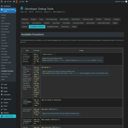 Page screenshot: Developer Debug Tools &rarr; Available Functions