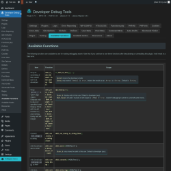 Page screenshot: Developer Debug Tools &rarr; Available Functions