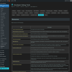 Page screenshot: Developer Debug Tools &rarr; Resources