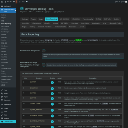 Page screenshot: Developer Debug Tools &rarr; Error Reporting