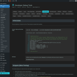 Page screenshot: Developer Debug Tools &rarr; HTACCESS