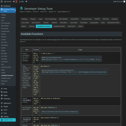 Page screenshot: Developer Debug Tools &rarr; Available Functions