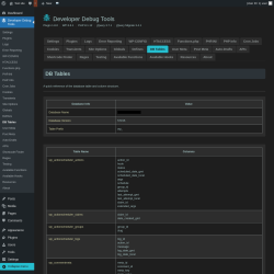 Page screenshot: Developer Debug Tools &rarr; DB Tables