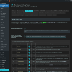 Page screenshot: Developer Debug Tools &rarr; Error Reporting