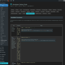 Page screenshot: Developer Debug Tools &rarr; Available Functions
