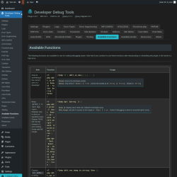 Page screenshot: Developer Debug Tools &rarr; Available Functions