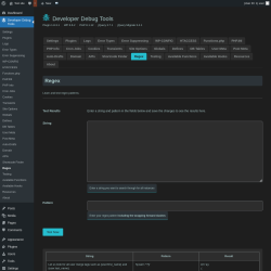 Page screenshot: Developer Debug Tools &rarr; Regex