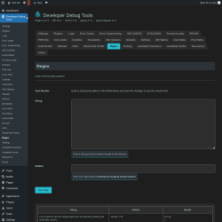Page screenshot: Developer Debug Tools &rarr; Regex