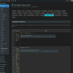 Page screenshot: Developer Debug Tools &rarr; Available Functions