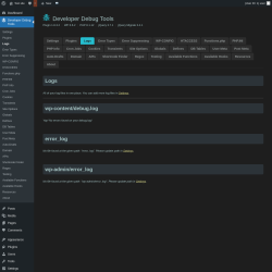 Page screenshot: Developer Debug Tools &rarr; Logs