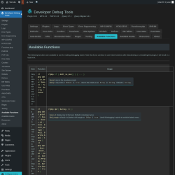 Page screenshot: Developer Debug Tools &rarr; Available Functions