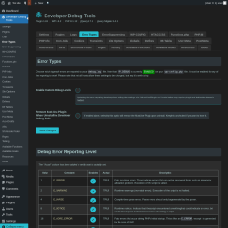 Page screenshot: Developer Debug Tools &rarr; Error Types