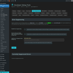 Page screenshot: Developer Debug Tools &rarr; Error Suppressing