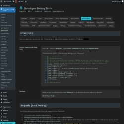 Page screenshot: Developer Debug Tools &rarr; HTACCESS