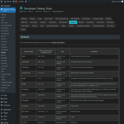 Page screenshot: Developer Debug Tools &rarr; Globals