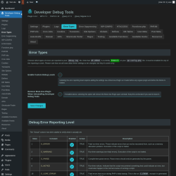 Page screenshot: Developer Debug Tools &rarr; Error Types