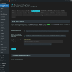Page screenshot: Developer Debug Tools &rarr; Error Suppressing