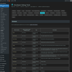 Page screenshot: Developer Debug Tools &rarr; Globals