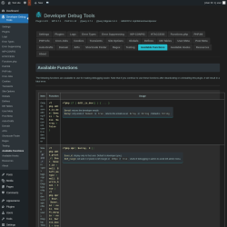 Page screenshot: Developer Debug Tools &rarr; Available Functions