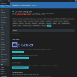 Page screenshot: Developer Debug Tools &rarr; About