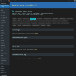 Page screenshot: Developer Debug Tools &rarr; Error Logs