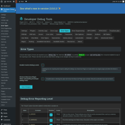 Page screenshot: Developer Debug Tools &rarr; Error Types