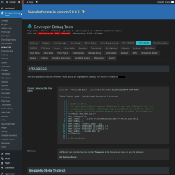 Page screenshot: Developer Debug Tools &rarr; HTACCESS