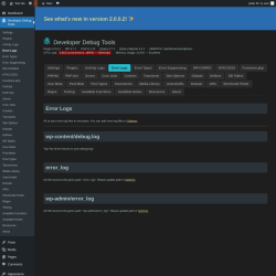 Page screenshot: Developer Debug Tools &rarr; Error Logs