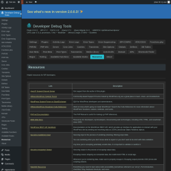 Page screenshot: Developer Debug Tools &rarr; Resources