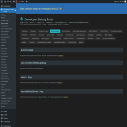 Page screenshot: Developer Debug Tools &rarr; Error Logs