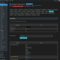 Page screenshot: Developer Debug Tools &rarr; DB Tables