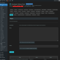 Page screenshot: Developer Debug Tools &rarr; Regex