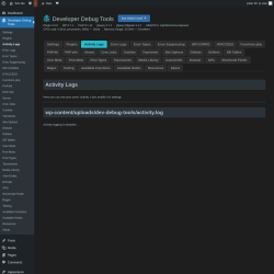 Page screenshot: Developer Debug Tools &rarr; Activity Logs