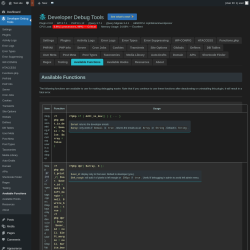 Page screenshot: Developer Debug Tools &rarr; Available Functions