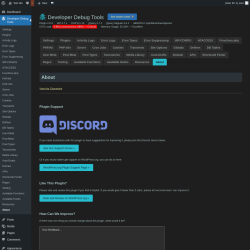 Page screenshot: Developer Debug Tools &rarr; About