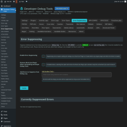 Page screenshot: Developer Debug Tools &rarr; Error Suppressing