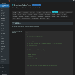 Page screenshot: Developer Debug Tools &rarr; WP-CONFIG