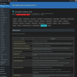 Page screenshot: Developer Debug Tools &rarr; Resources