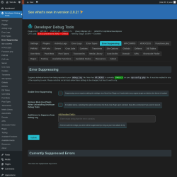 Page screenshot: Developer Debug Tools &rarr; Error Suppressing