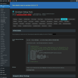Page screenshot: Developer Debug Tools &rarr; HTACCESS