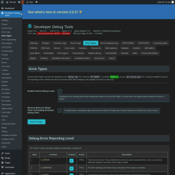 Page screenshot: Developer Debug Tools &rarr; Error Types