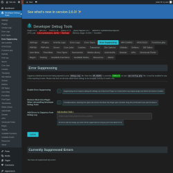 Page screenshot: Developer Debug Tools &rarr; Error Suppressing