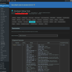 Page screenshot: Developer Debug Tools &rarr; Taxonomies
