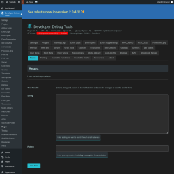 Page screenshot: Developer Debug Tools &rarr; Regex