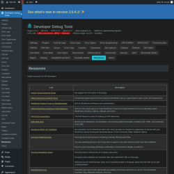 Page screenshot: Developer Debug Tools &rarr; Resources